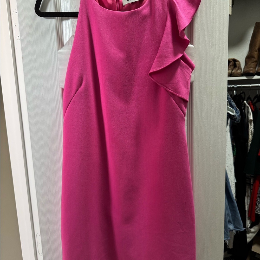 Pink One Shoulder Sheath Mini Dress
